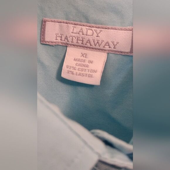Lady Hathaway XL Blue 3/4 Sleeve Cotton Blend Buttons Up Women’s Shirt - Picture 2 of 5